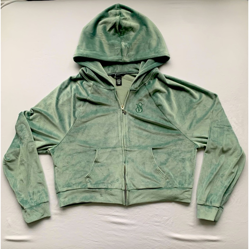 Victoria’s Secret half, hoodie velour sweatshirt.